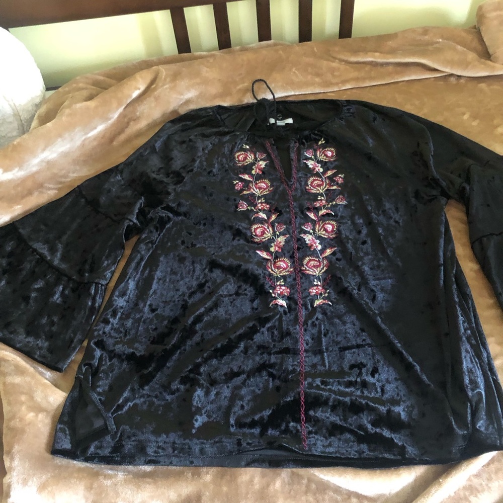 black velvet embroidered top